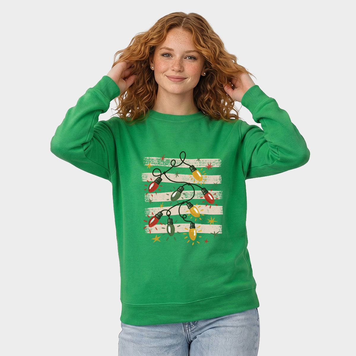 Christmas Lights Stripes - Women's Graphic Sweatshirt