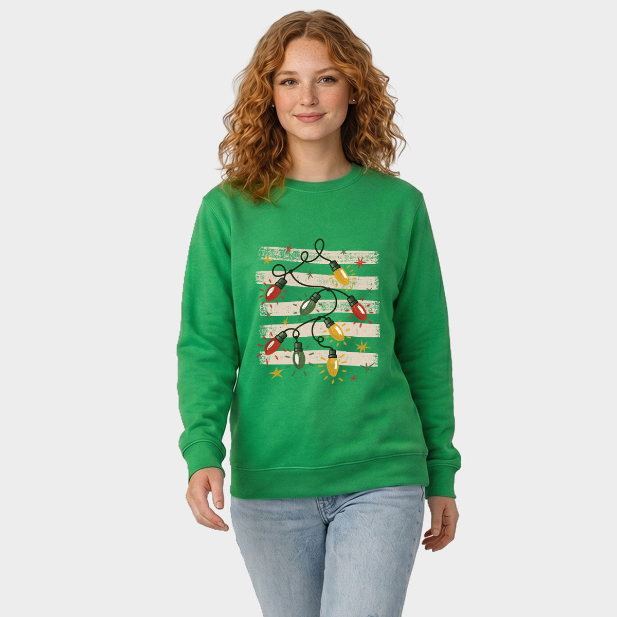 Christmas Lights Stripes - Women's Graphic Sweatshirt