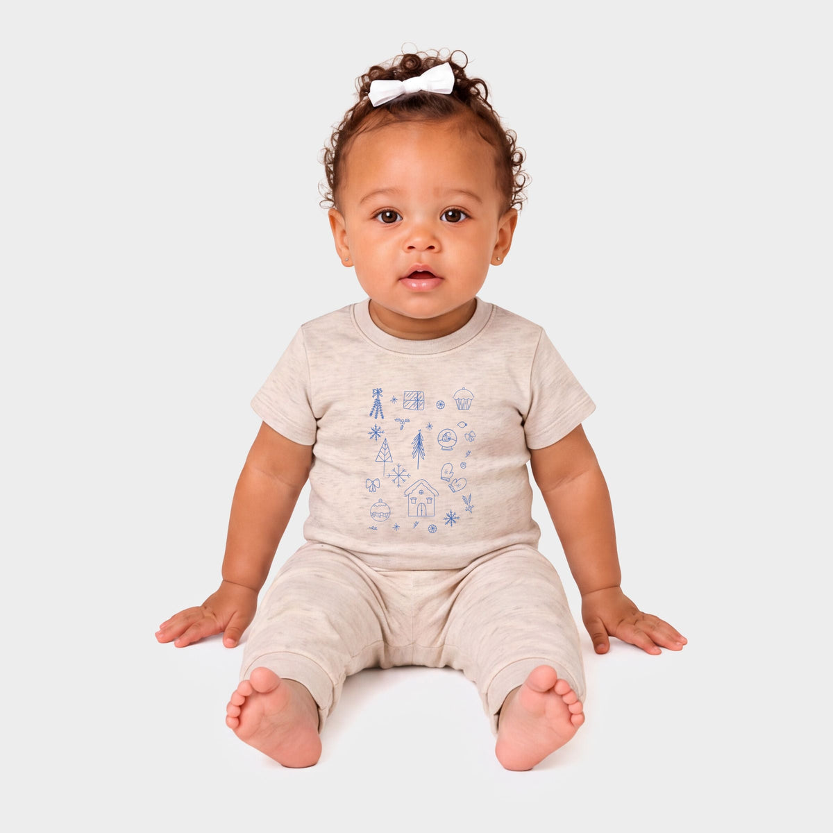 Christmas Blue Sketches - Infant Jogger Pant Crew Set