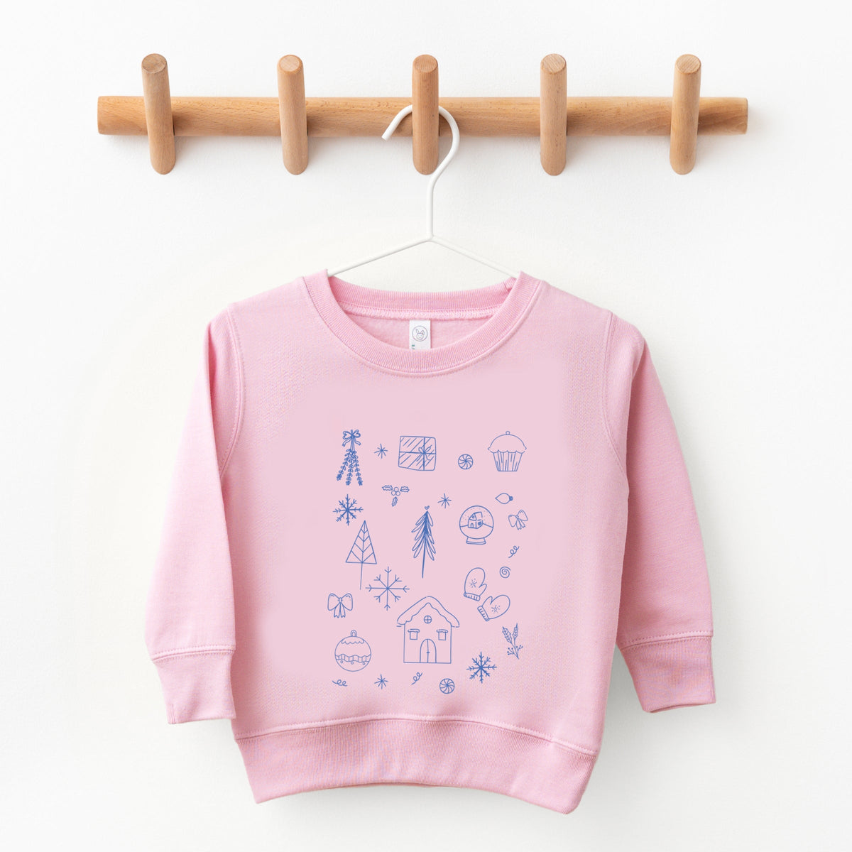 Christmas Blue Sketches - Toddler Graphic Sweatshirt
