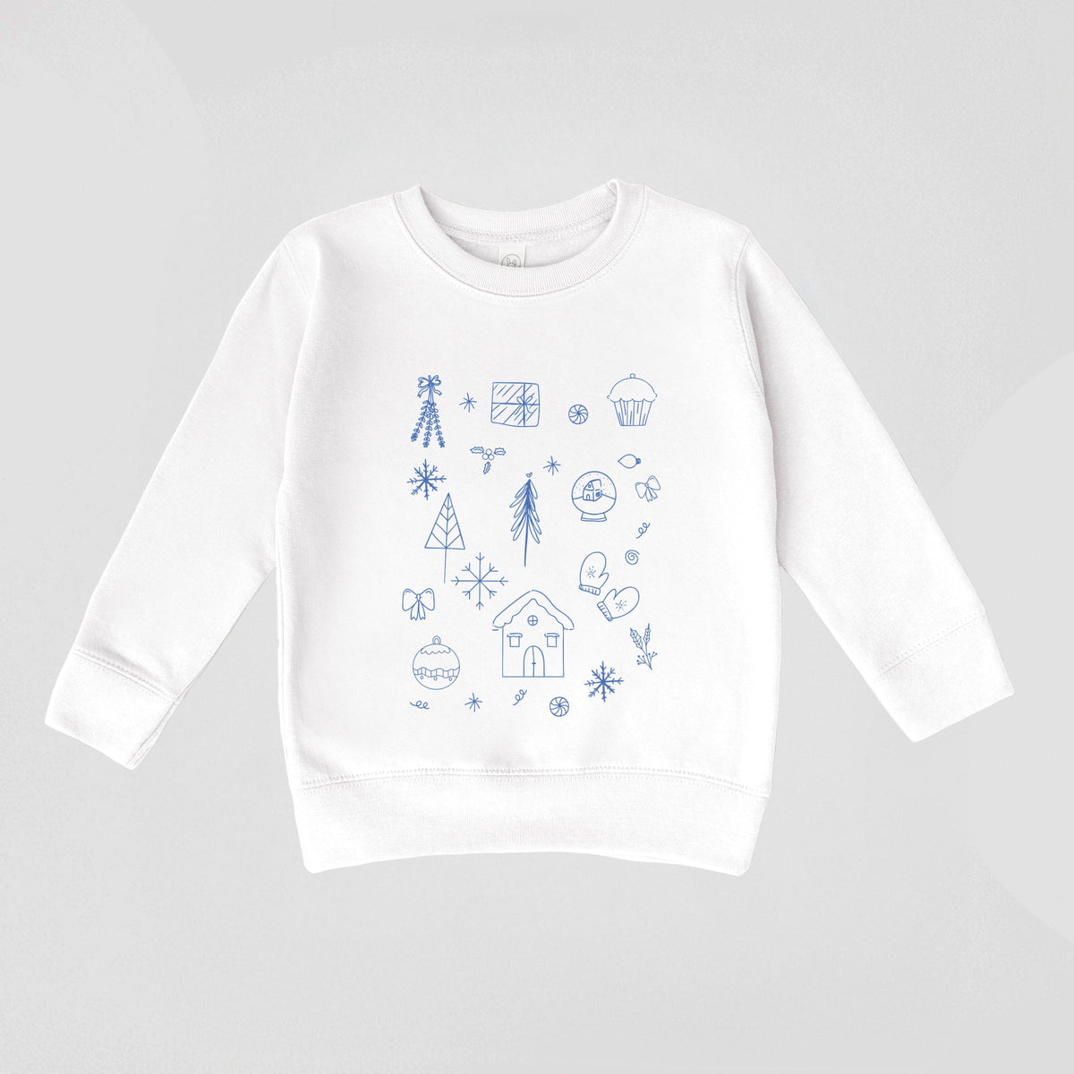 Christmas Blue Sketches - Toddler Graphic Sweatshirt
