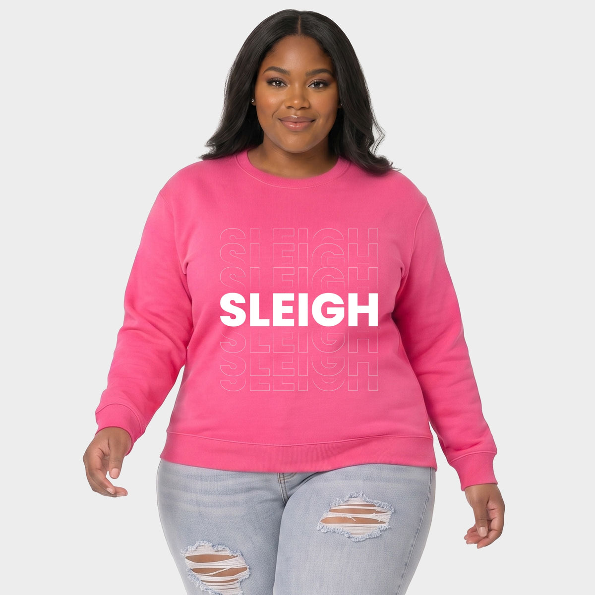 Sleigh Bold Stacked - Women's Plus Sized Graphic Sweatshirt