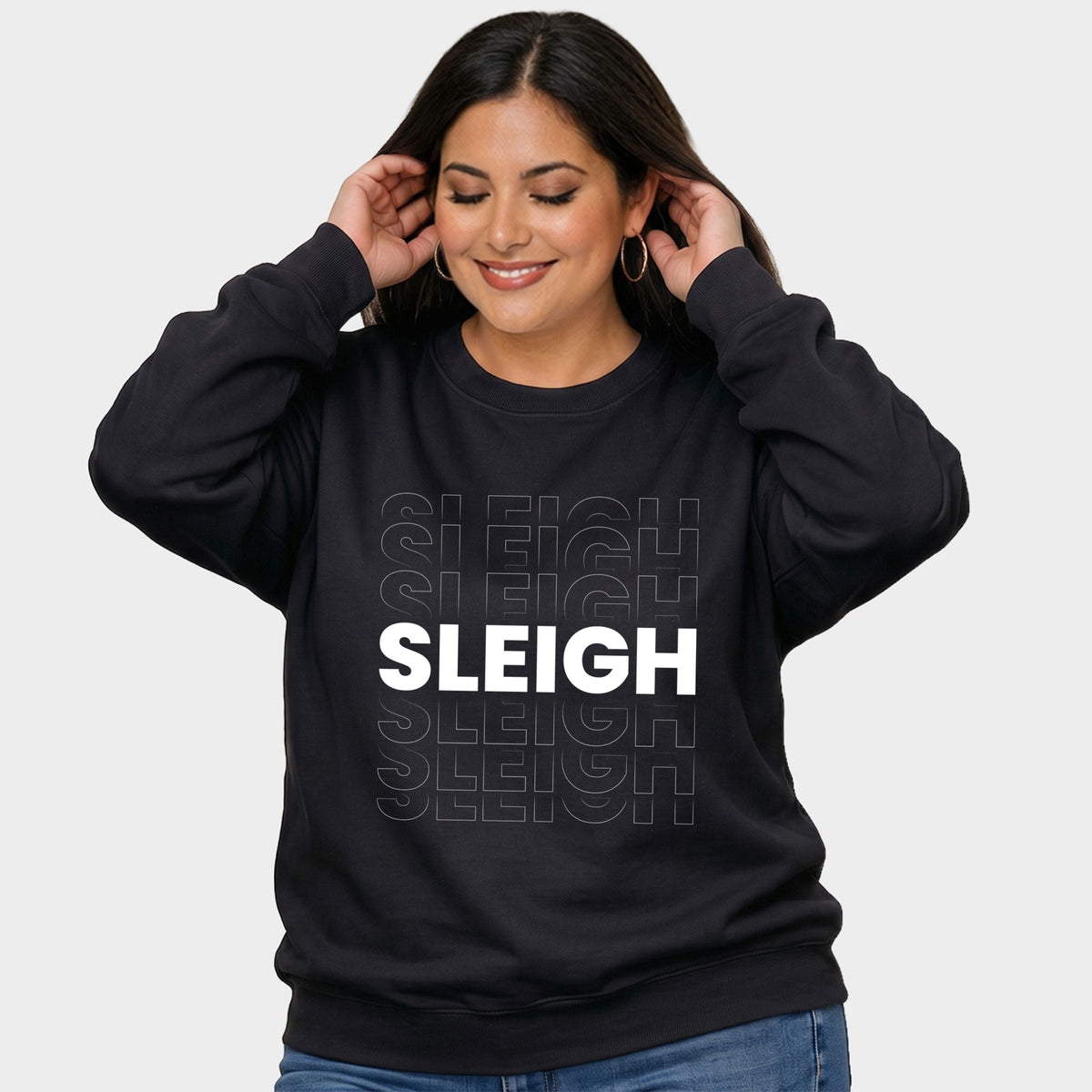 Sleigh Bold Stacked - Women's Plus Sized Graphic Sweatshirt