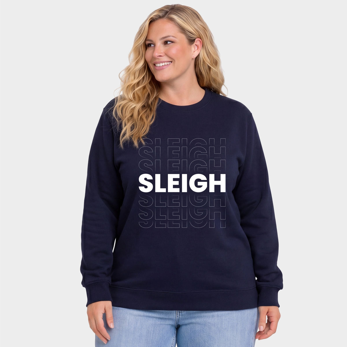 Sleigh Bold Stacked - Women's Plus Sized Graphic Sweatshirt