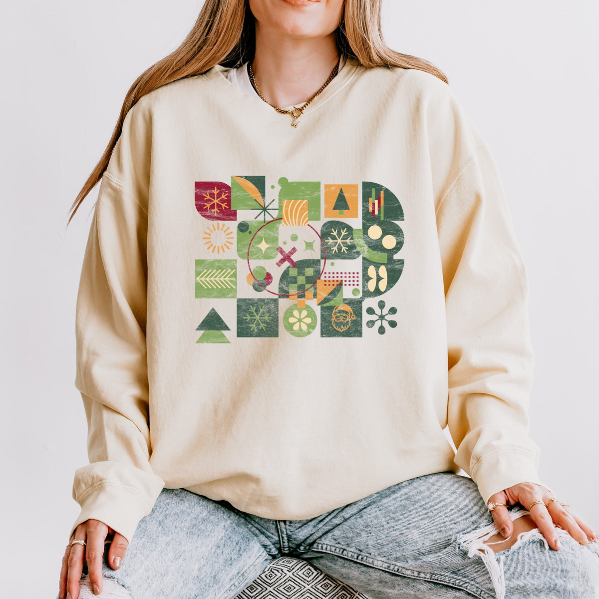 Abstract Christmas - Women's Lightweight Garment Dyed Sweatshirt