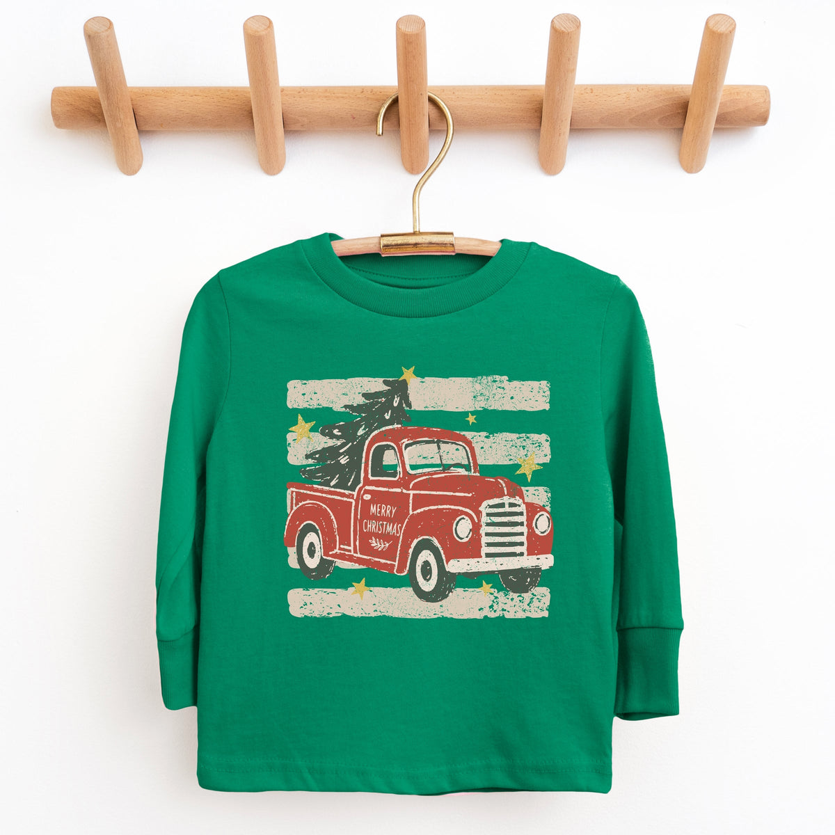Red Truck Stripes - Youth Long Sleeve Graphic T-Shirt