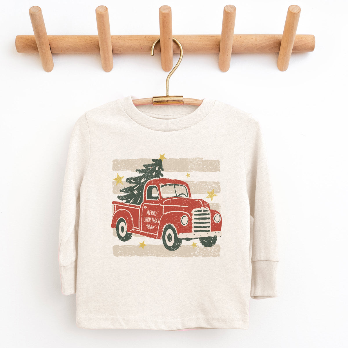 Red Truck Stripes - Youth Long Sleeve Graphic T-Shirt