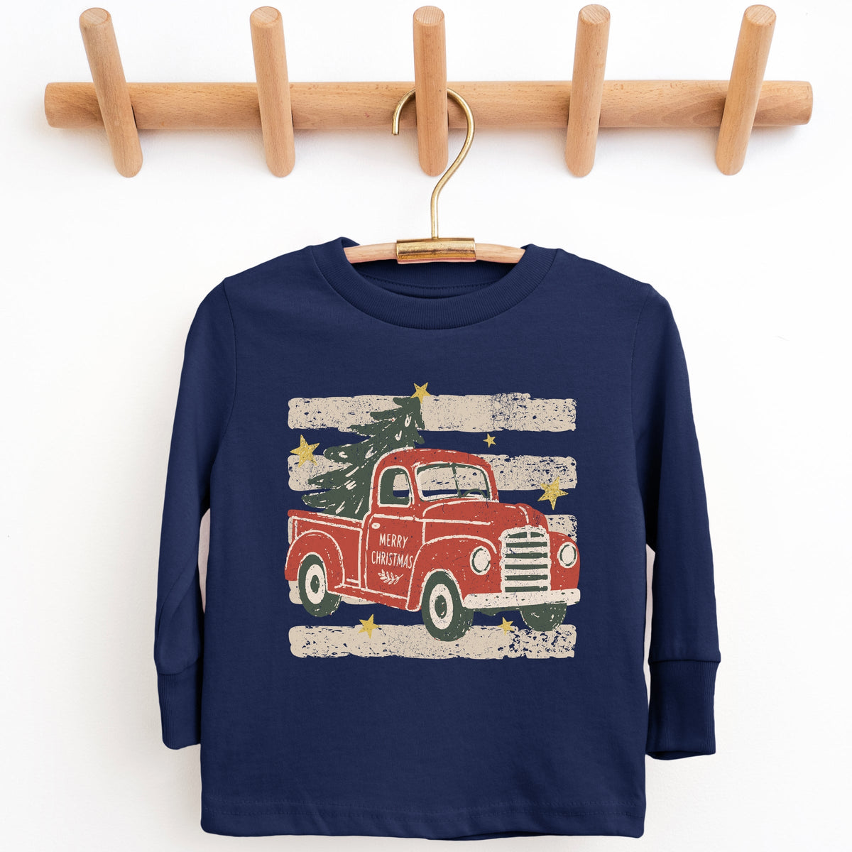 Red Truck Stripes - Youth Long Sleeve Graphic T-Shirt
