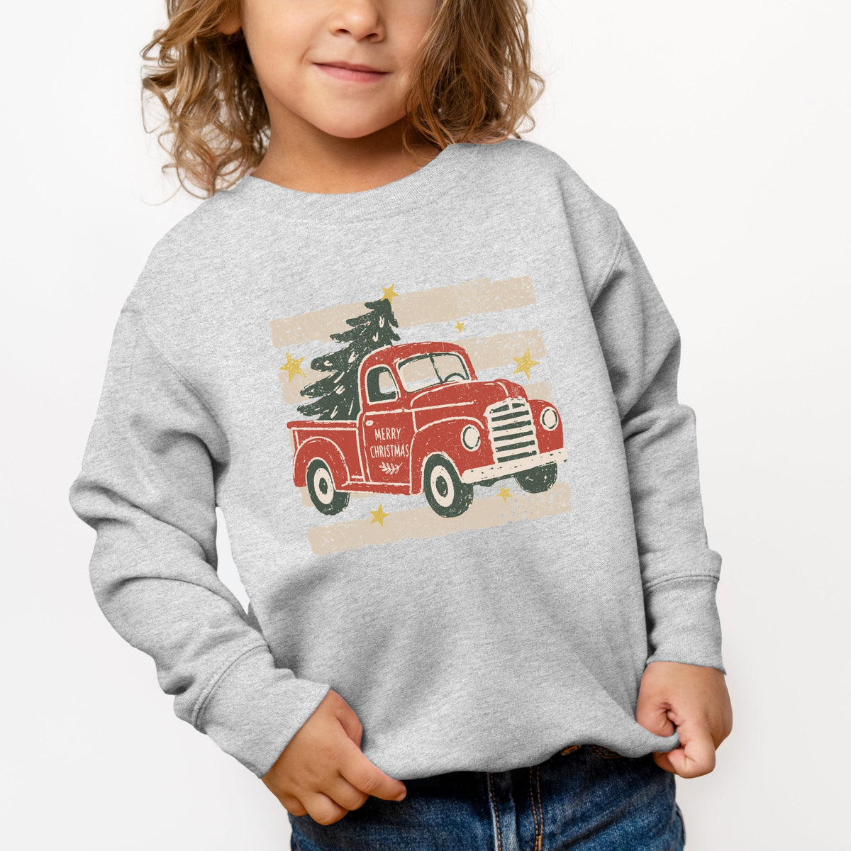 Red Truck Stripes - Toddler Graphic Sweatshirt