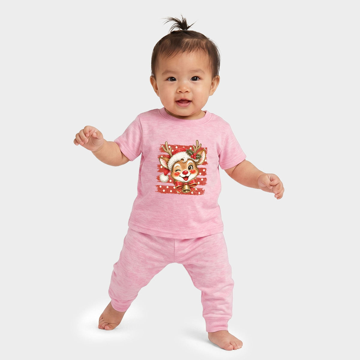 Reindeer Stripes and Polka Dots - Infant Jogger Pant Crew Set