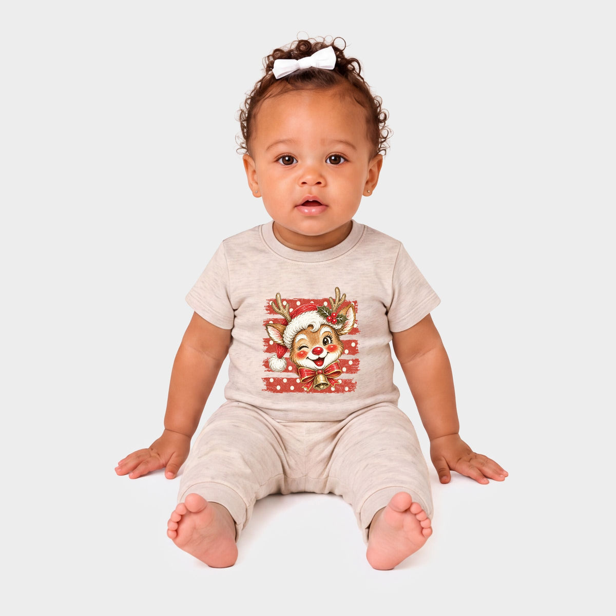 Reindeer Stripes and Polka Dots - Infant Jogger Pant Crew Set