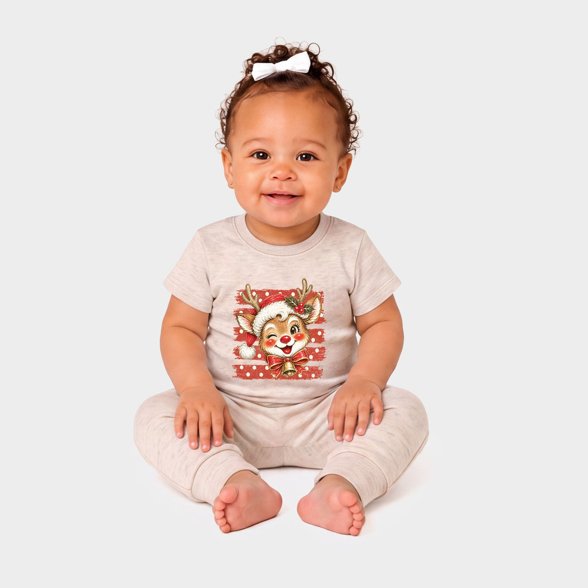 Reindeer Stripes and Polka Dots - Infant Jogger Pant Crew Set