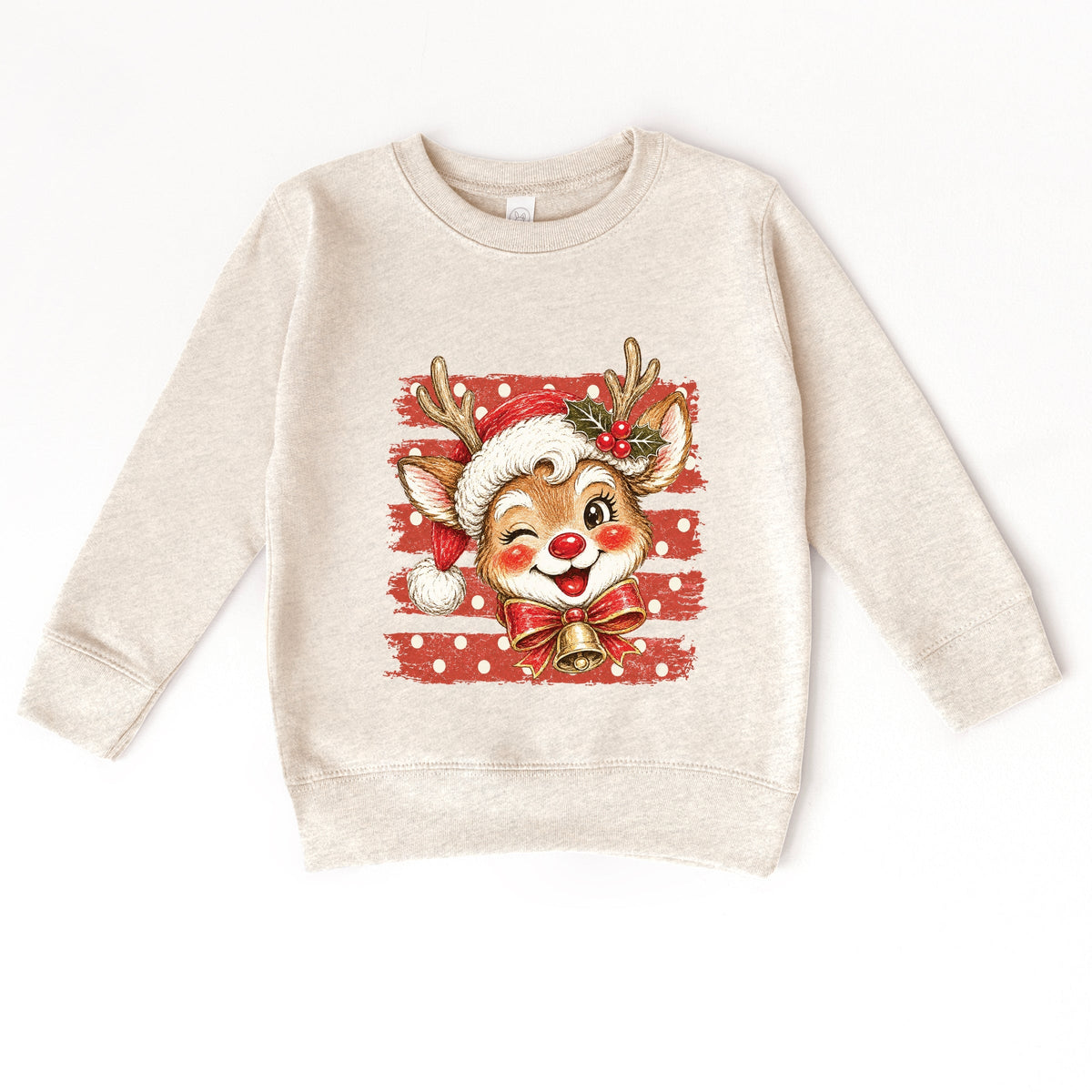 Reindeer Stripes and Polka Dots - Toddler Graphic Sweatshirt