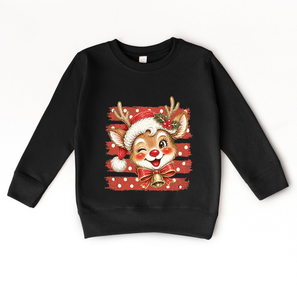 Reindeer Stripes and Polka Dots - Toddler Graphic Sweatshirt