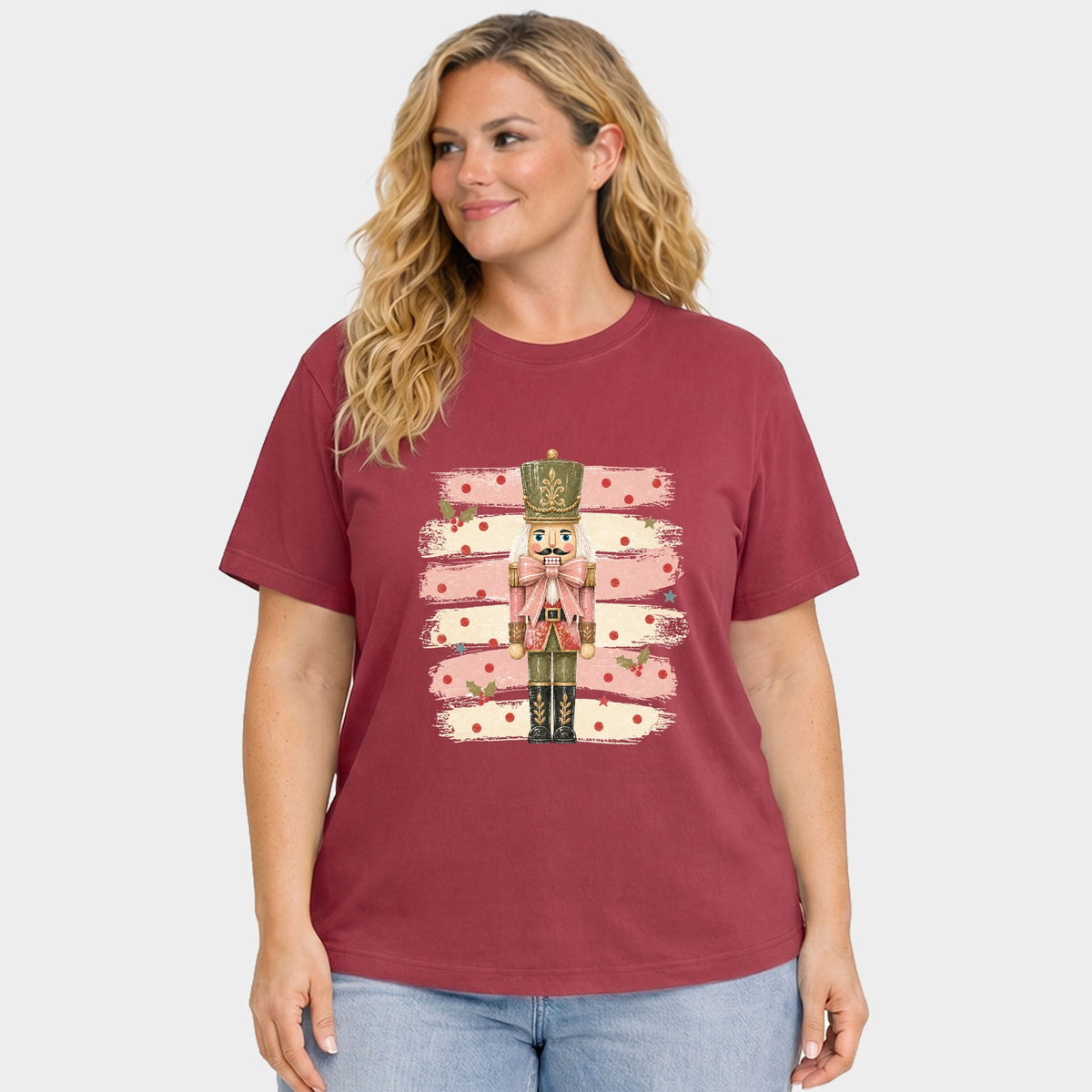 Nutcracker Stripes and Polka Dots - Women's Plus Garment Dyed Tee