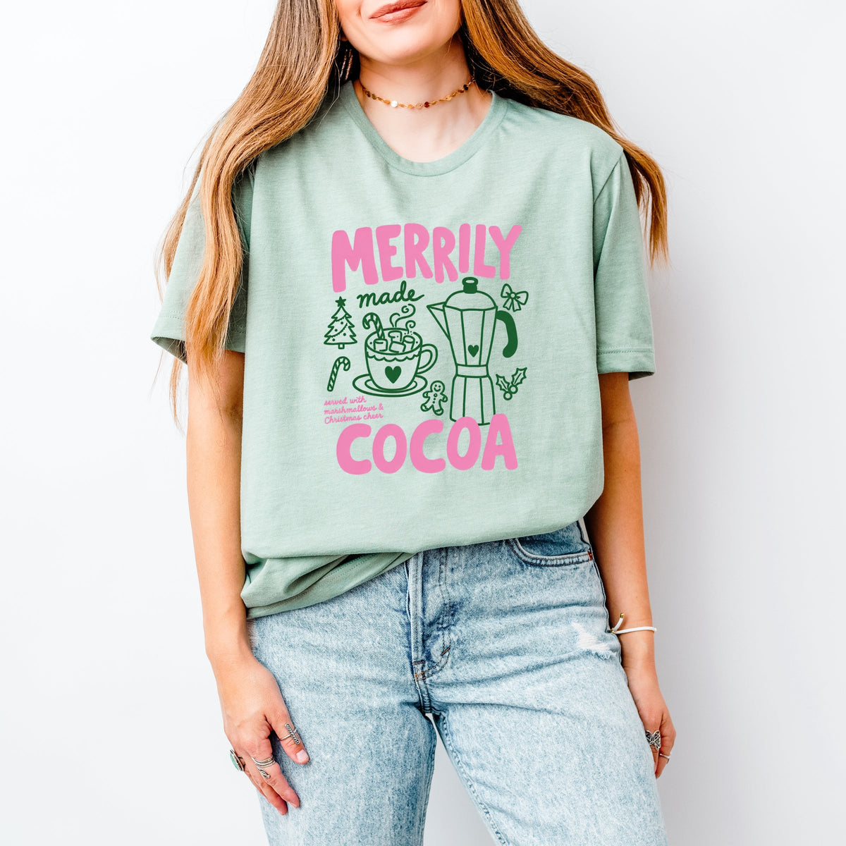 Merrily Made Cocoa Pink - Women's Short Sleeve Graphic T-Shirt
