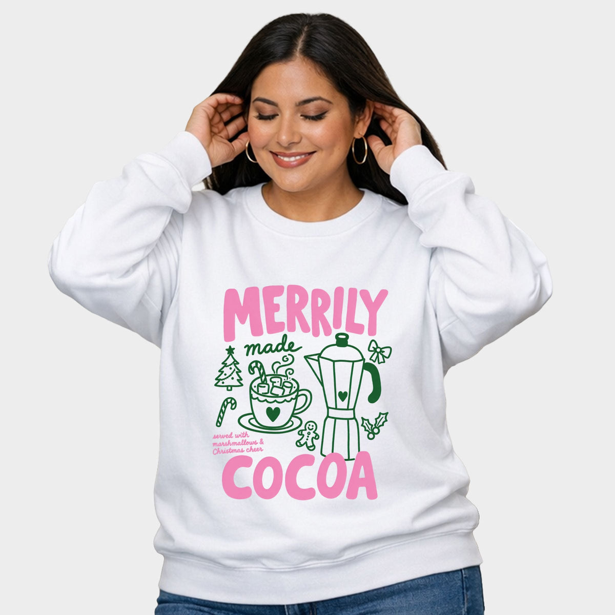Merrily Made Cocoa Pink - Women's Plus Sweatshirt