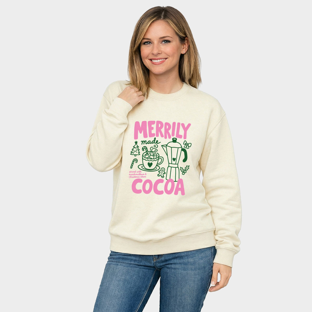 Merrily Made Cocoa Pink - Women's Graphic Sweatshirt