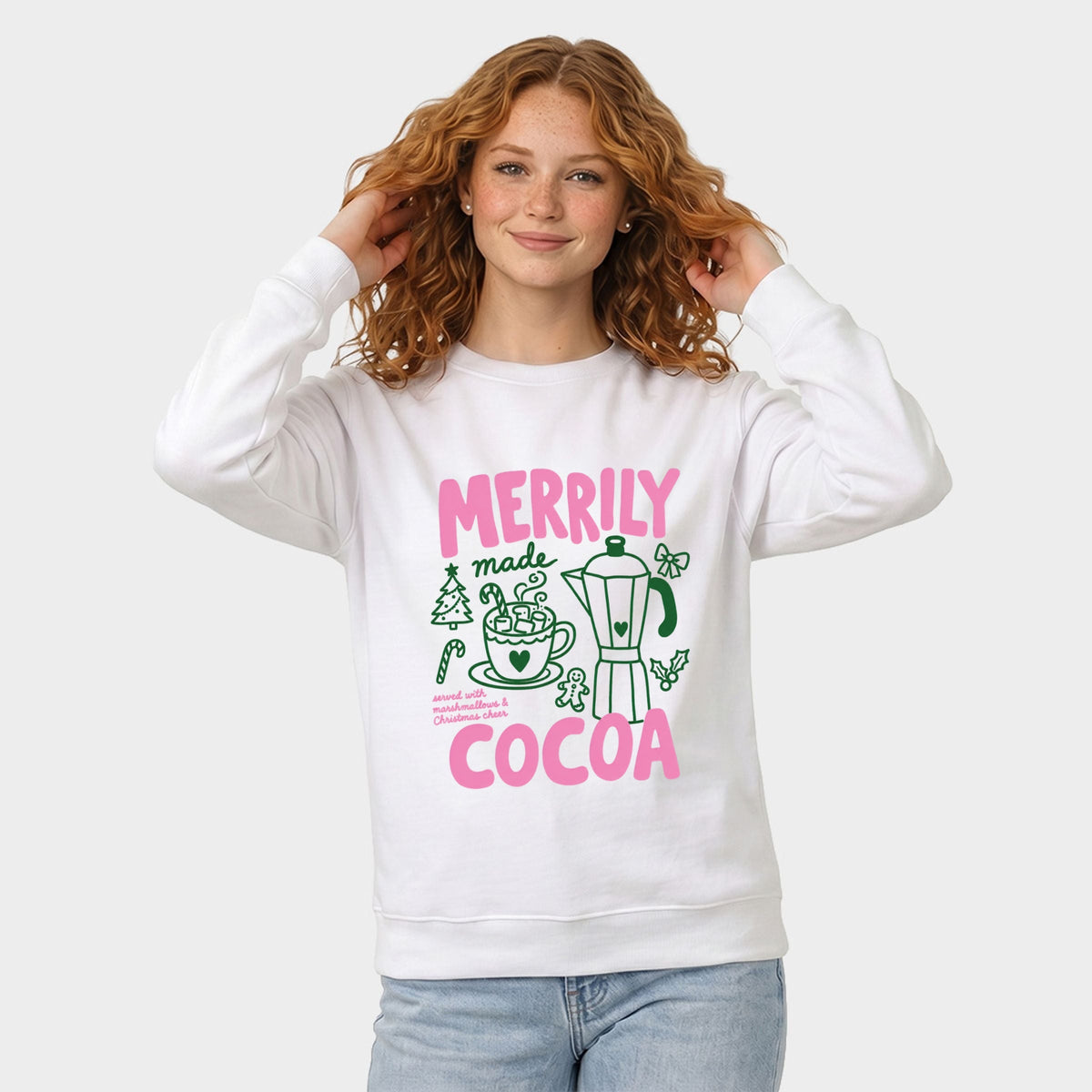 Merrily Made Cocoa Pink - Women's Graphic Sweatshirt