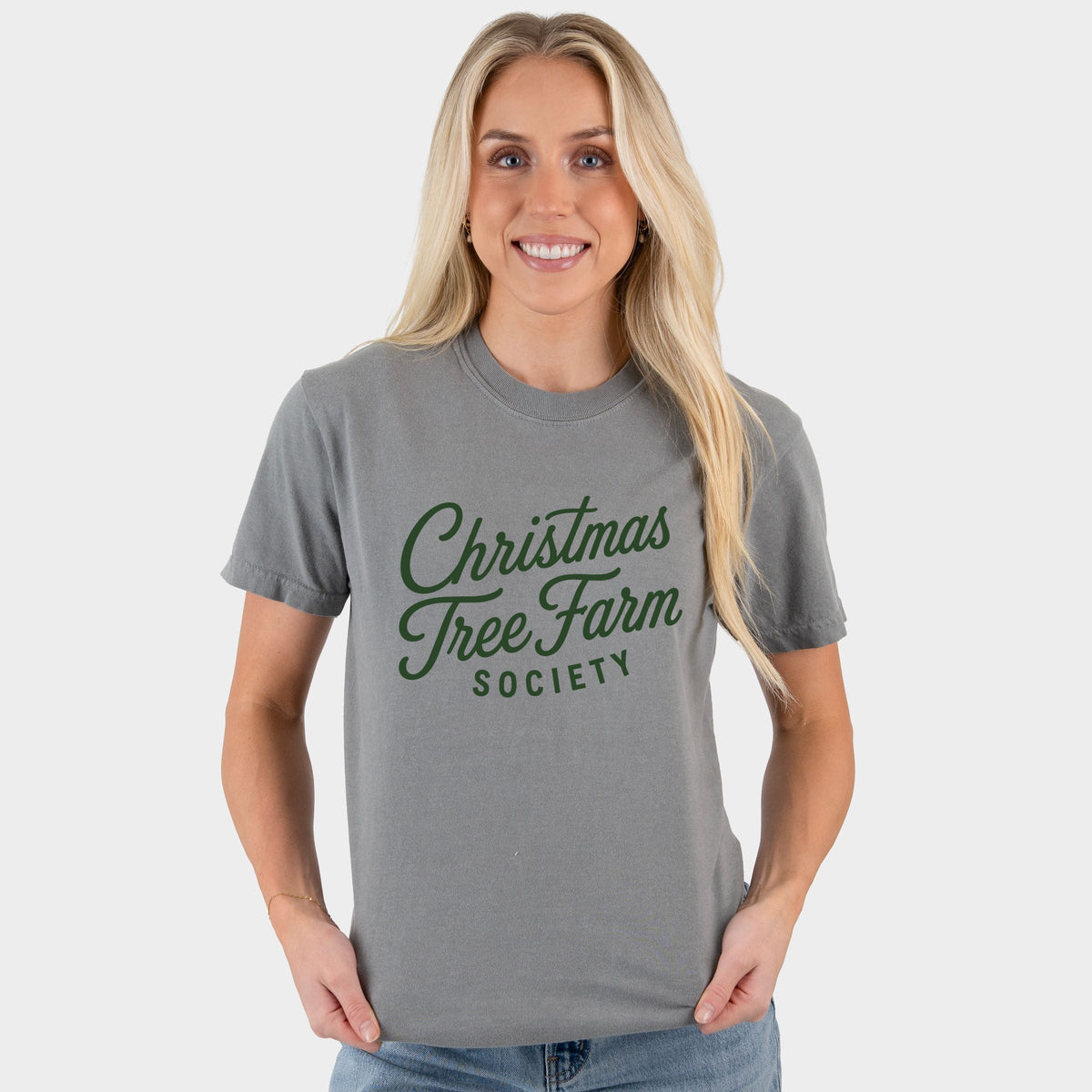 Christmas Tree Farm Society - Women's Garment Dyed Graphic T-Shirt