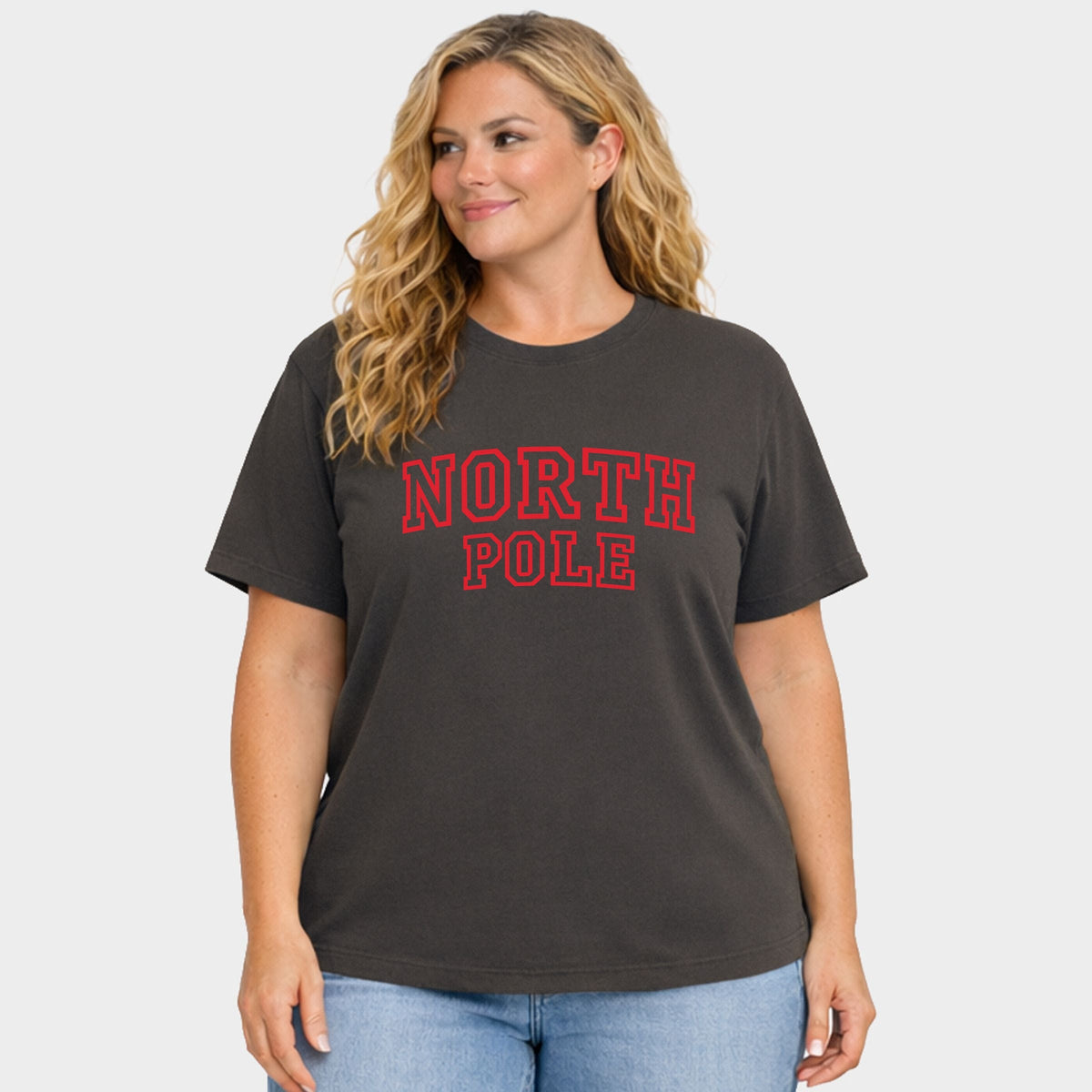 North Pole Varsity Outlines - Women's Plus Garment Dyed Tee