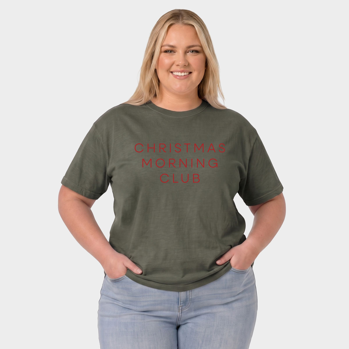 Christmas Morning Club - Women's Plus Garment Dyed Tee