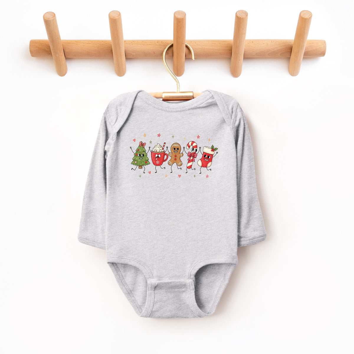 Christmas Icons Stick Figures - Infant Long Sleeve Bodysuit