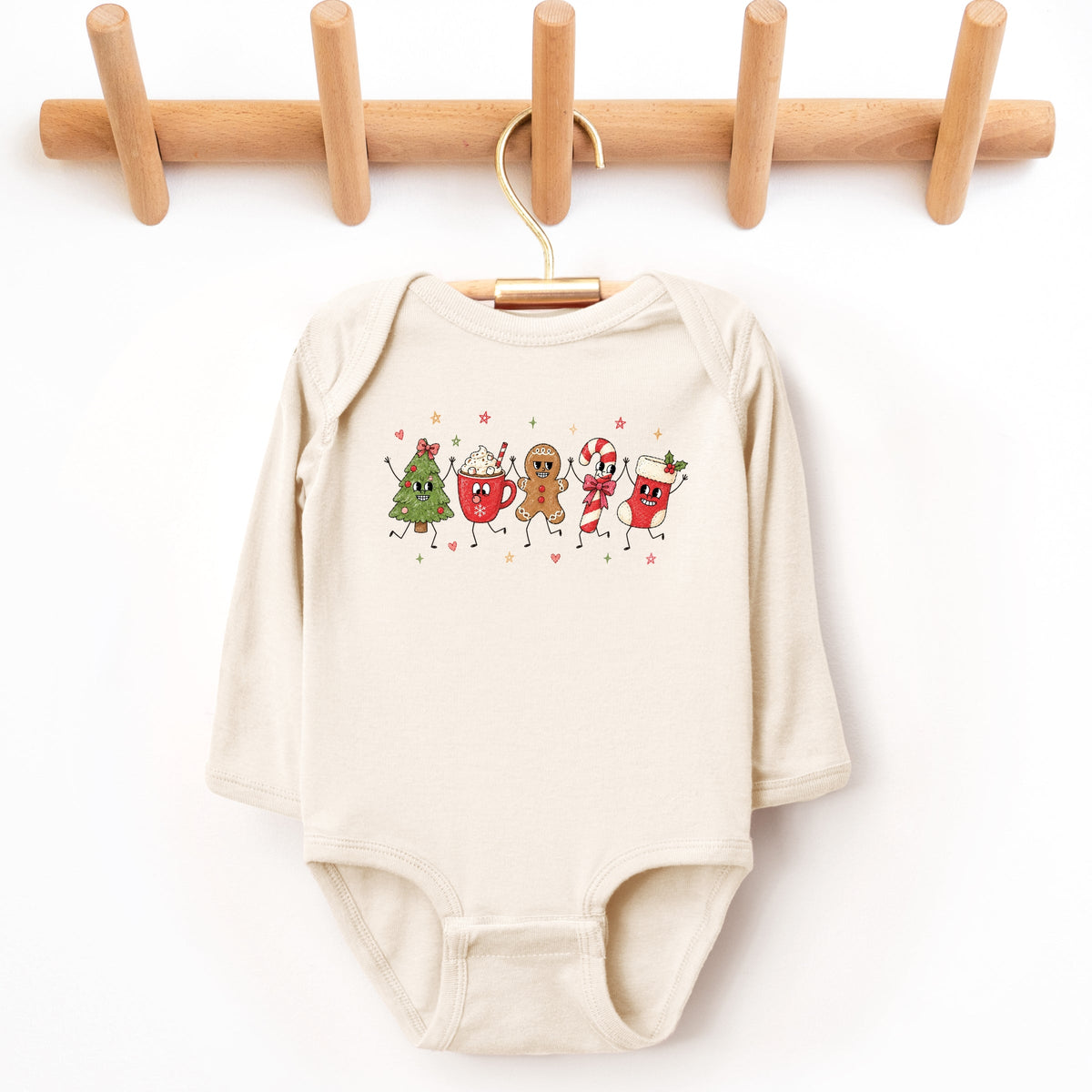 Christmas Icons Stick Figures - Infant Long Sleeve Bodysuit