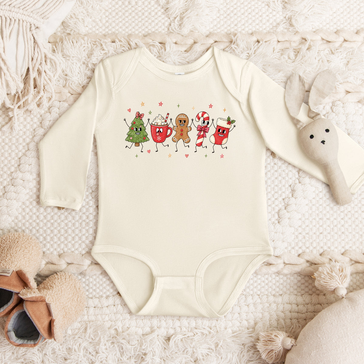 Christmas Icons Stick Figures - Infant Long Sleeve Bodysuit