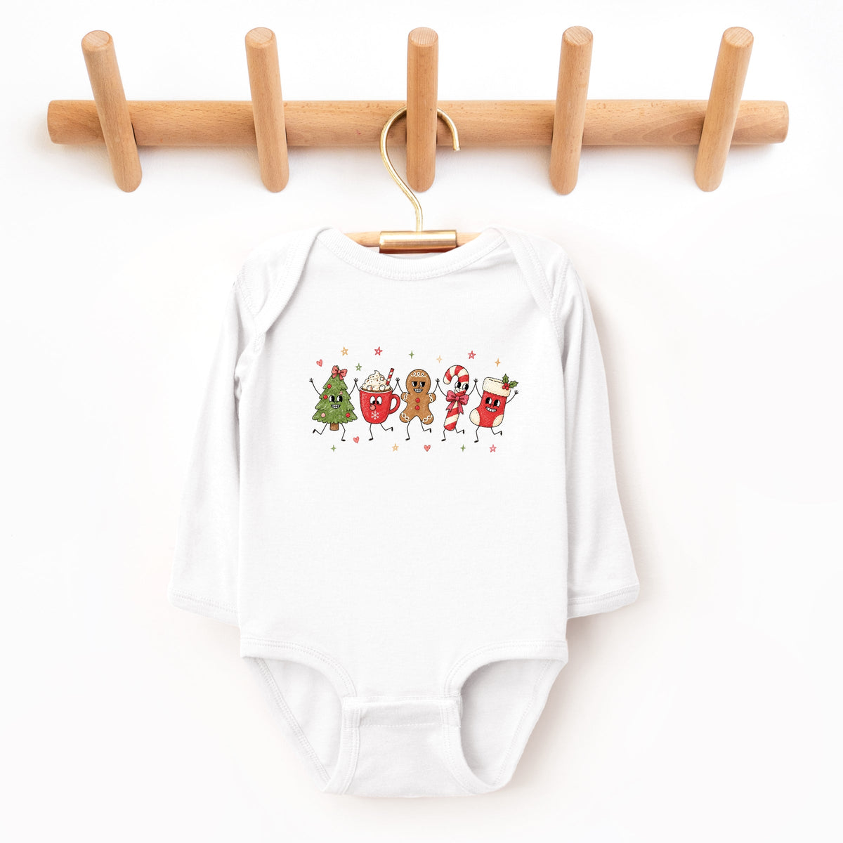 Christmas Icons Stick Figures - Infant Long Sleeve Bodysuit