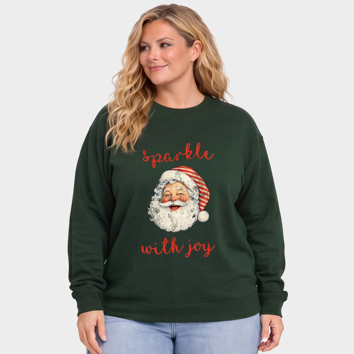 Sparkle With Joy Santa - Women's Plus Sweatshirt