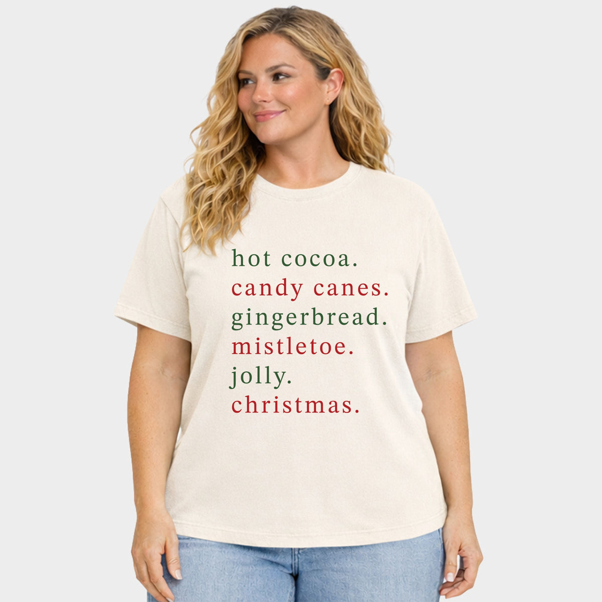 Christmas Words Typewriter - Women's Plus Garment Dyed Tee