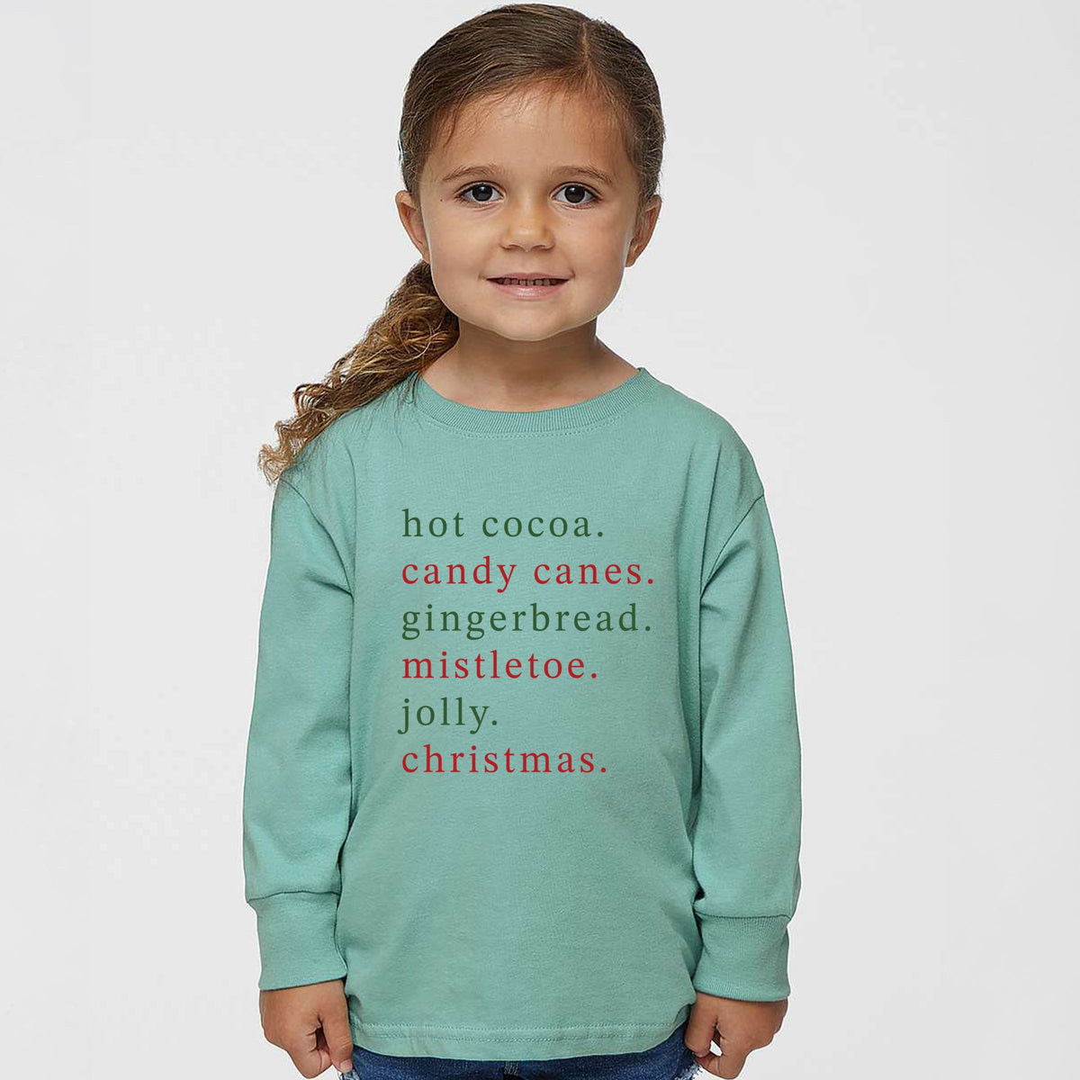 Christmas Words Typewriter - Toddler Long Sleeve Graphic Tee