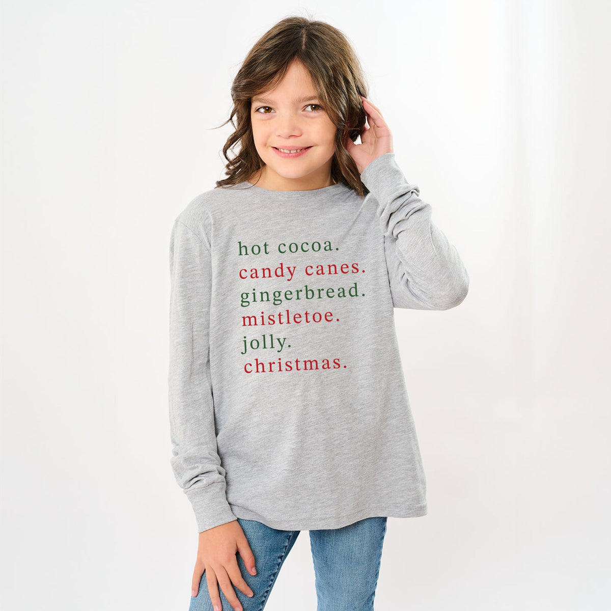 Christmas Words Typewriter - Youth Long Sleeve Graphic T-Shirt