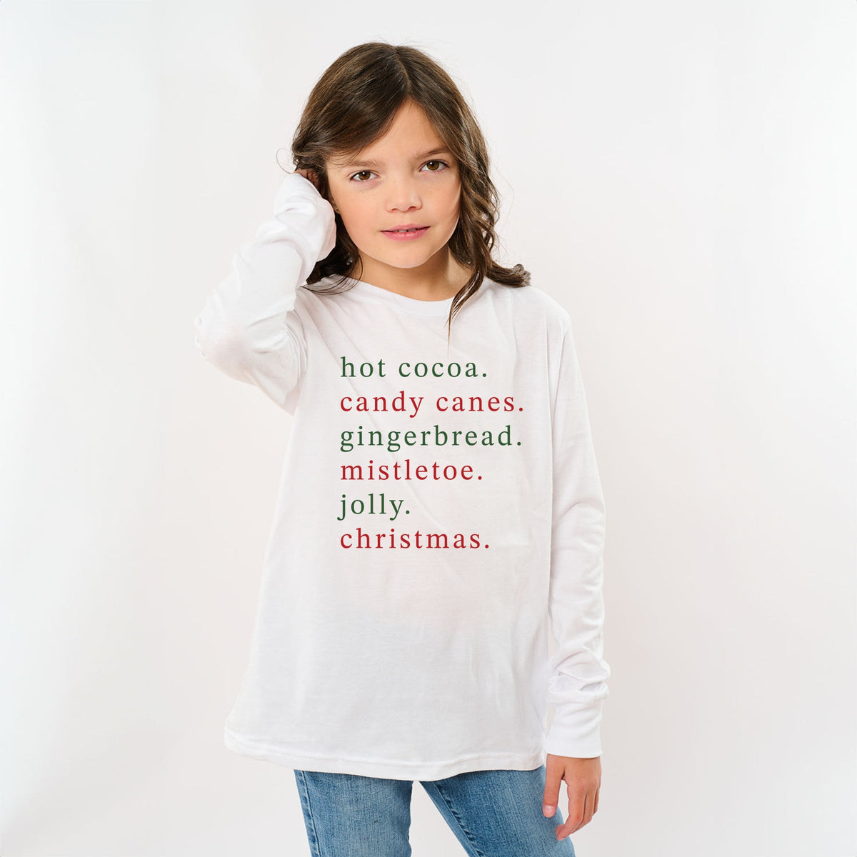 Christmas Words Typewriter - Youth Long Sleeve Graphic T-Shirt