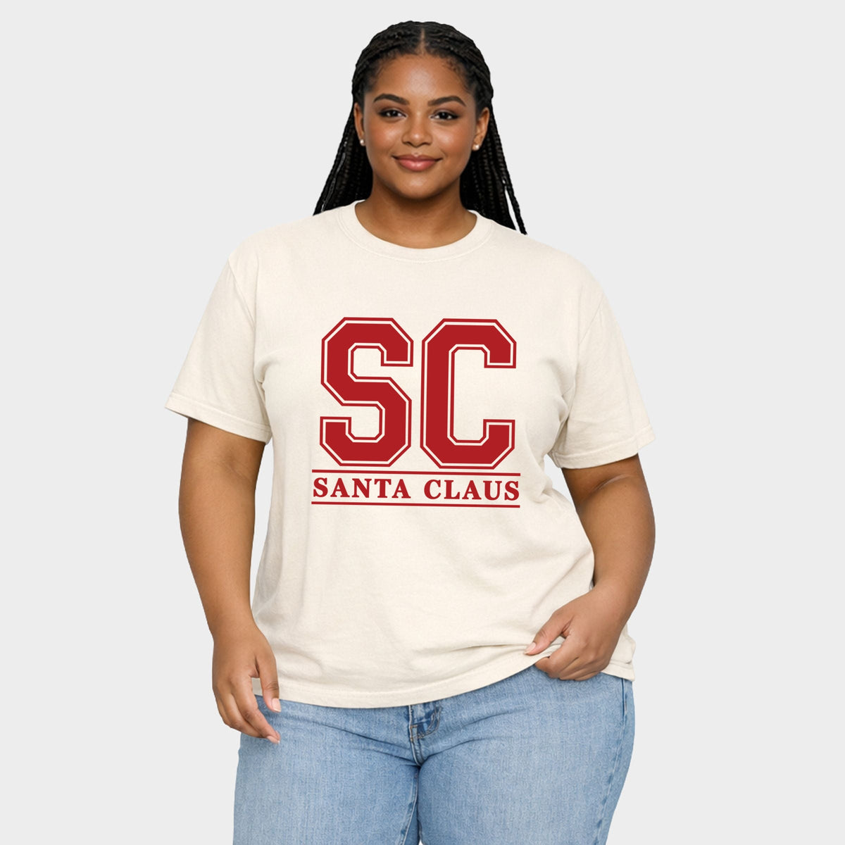 Santa Claus Initials - Women's Plus Garment Dyed Tee