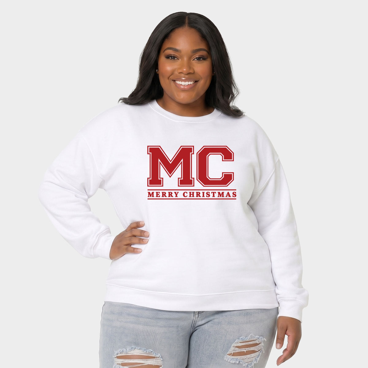 Merry Christmas Initials - Women's Plus Sweatshirt