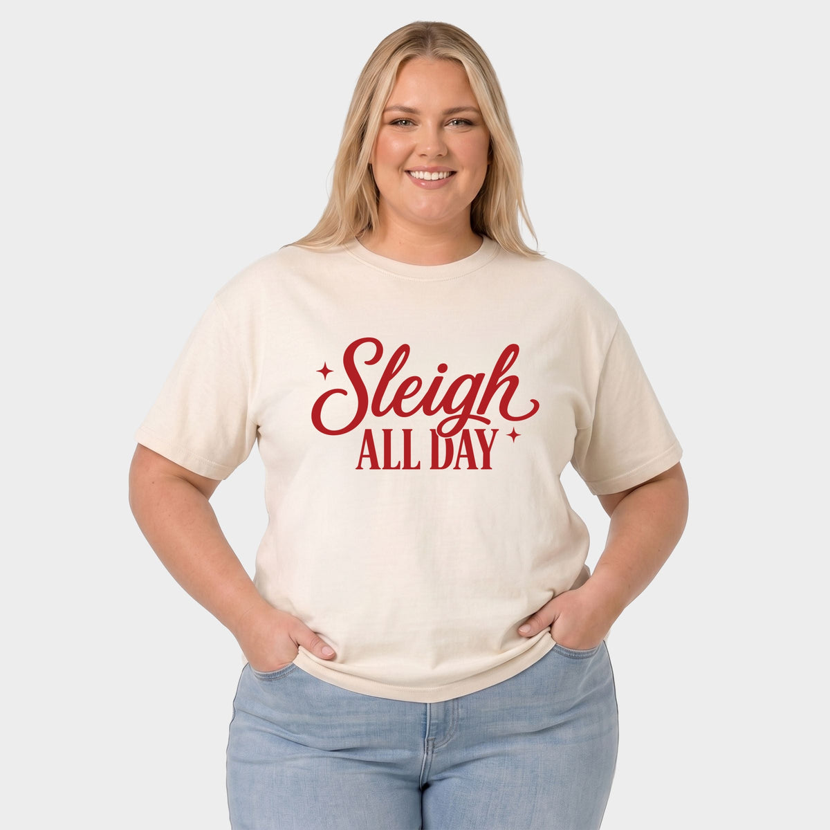 Sleigh All Day Stars - Women's Plus Garment Dyed Tee
