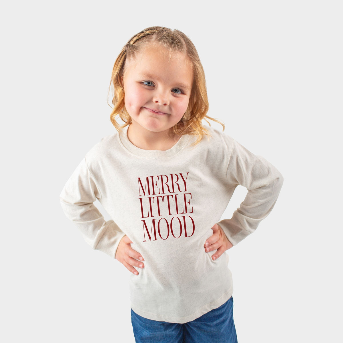 Merry Little Mood Stacked - Toddler Long Sleeve Graphic Tee