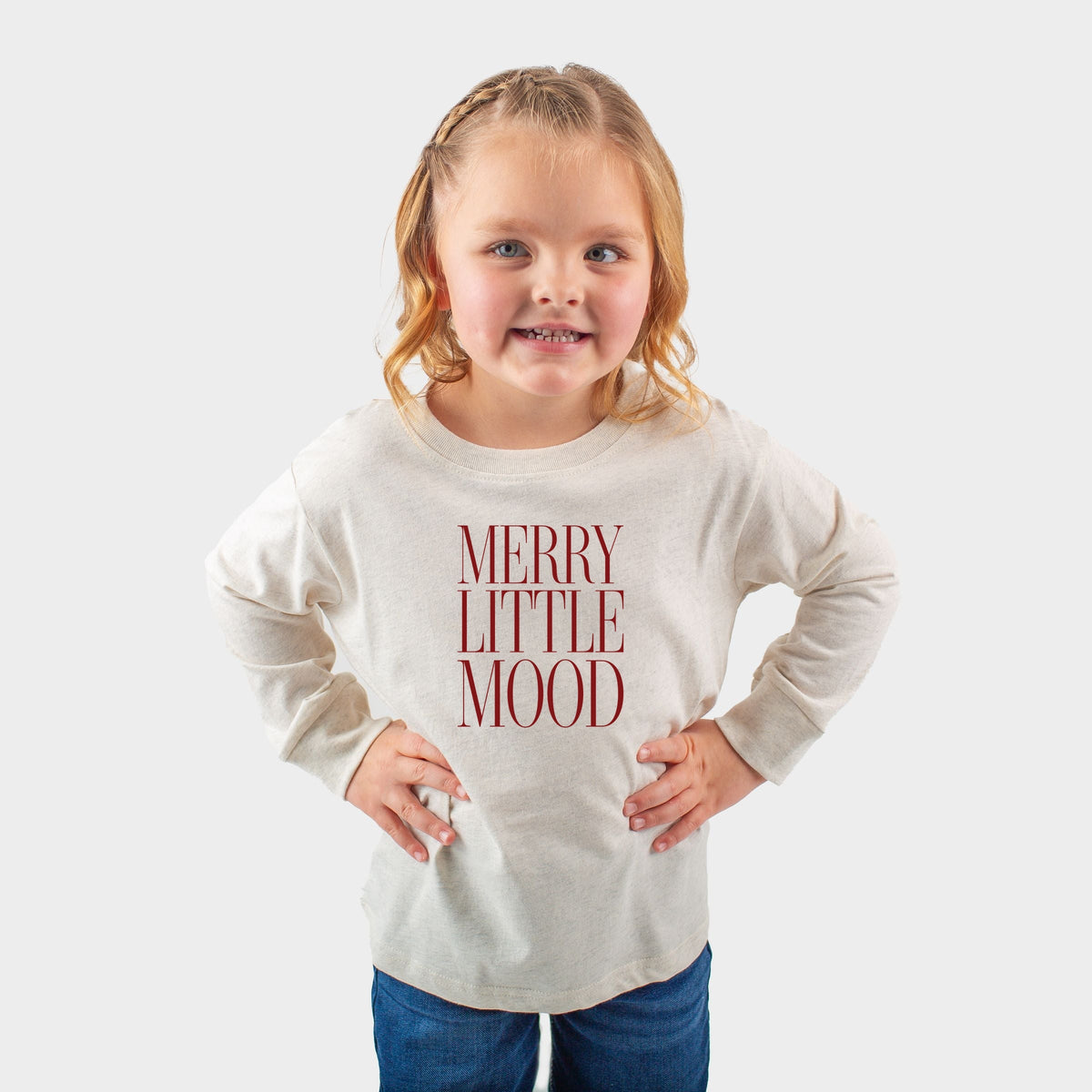 Merry Little Mood Stacked - Toddler Long Sleeve Graphic Tee