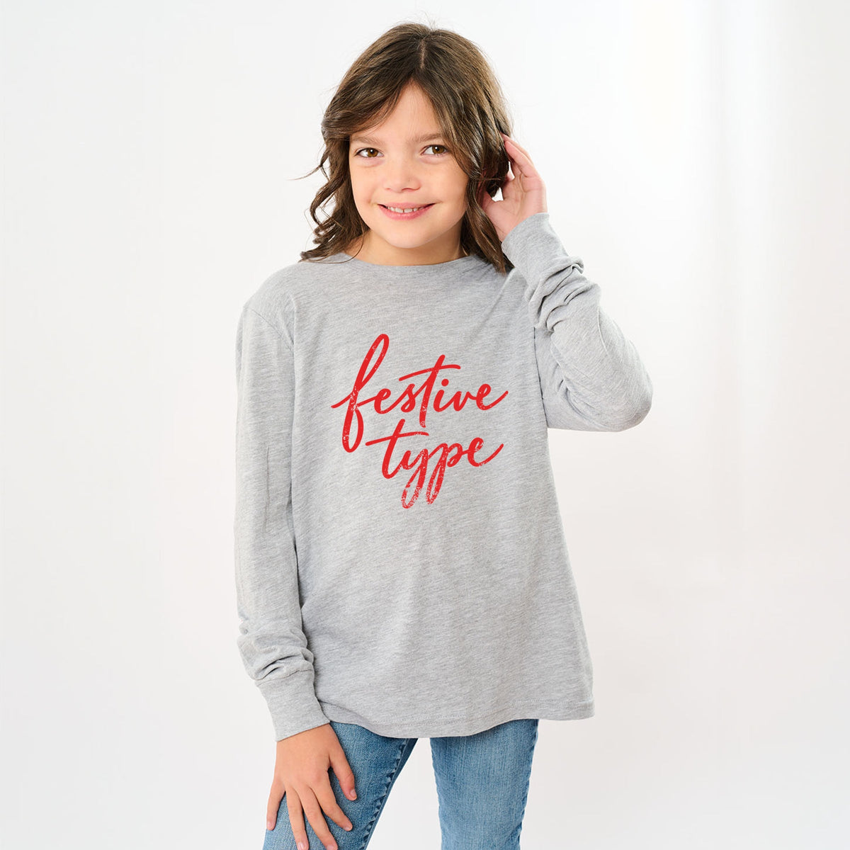 Festive Type Cursive - Youth Long Sleeve Graphic T-Shirt