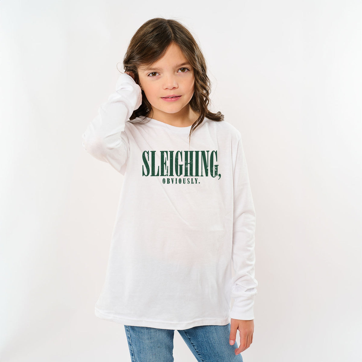 Sleighing, Obviously - Youth Long Sleeve Graphic T-Shirt