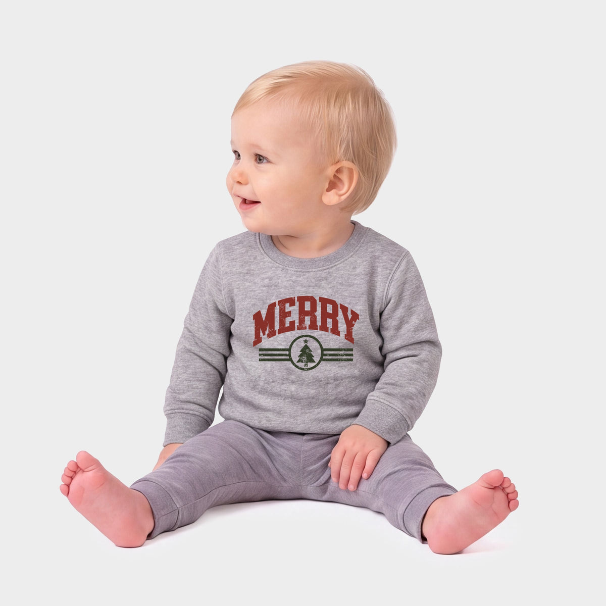 Merry Arched Tree - Infant Crew Fleece Sweatshirt