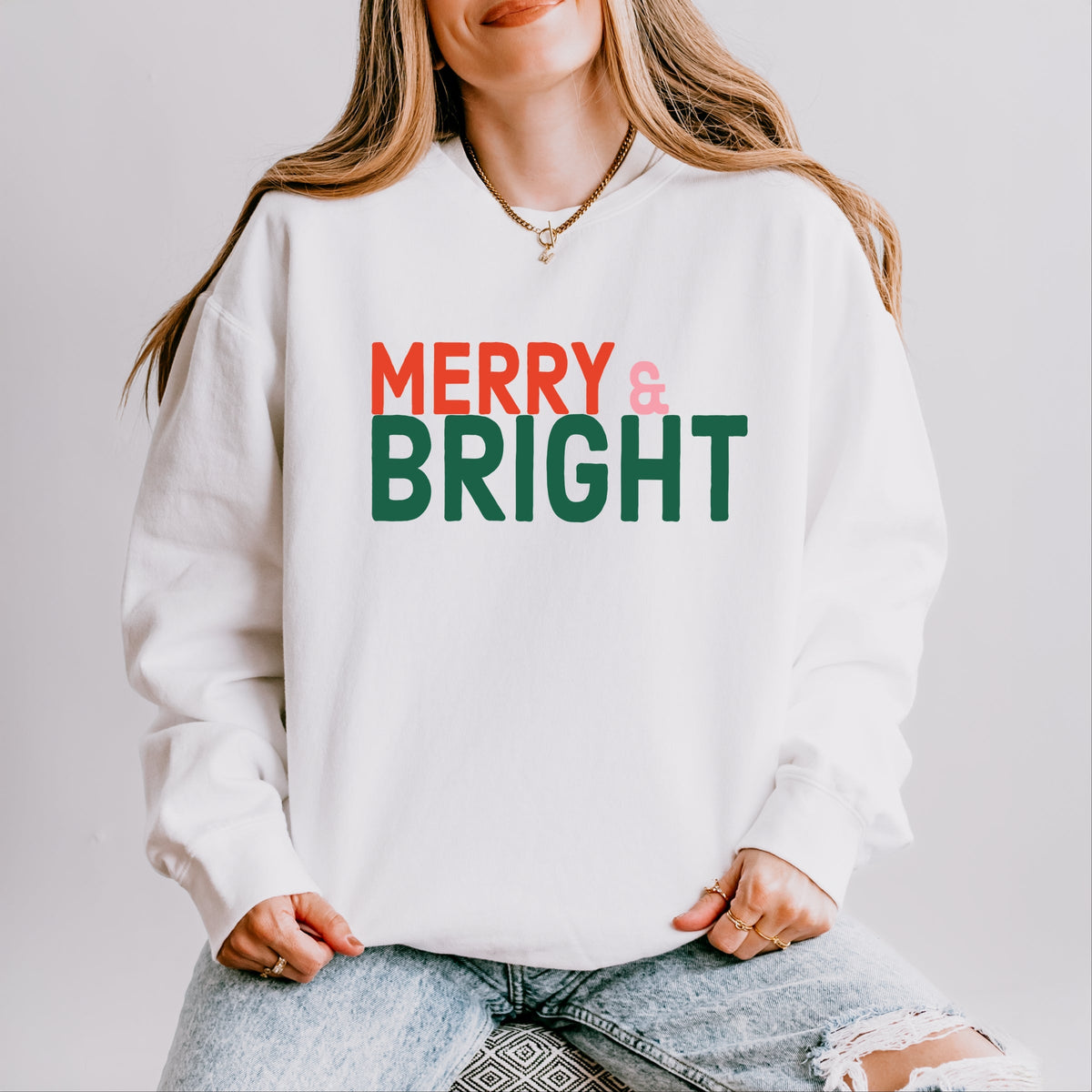 Merry & Bright Bold - Women's Lightweight Garment Dyed Sweatshirt