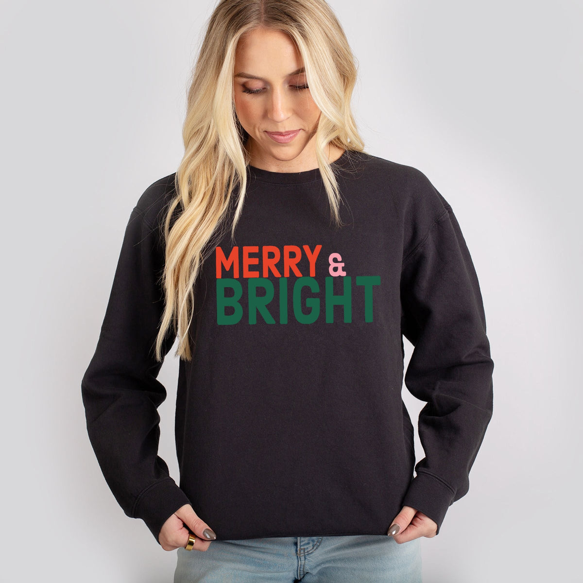 Merry & Bright Bold - Women's Lightweight Garment Dyed Sweatshirt