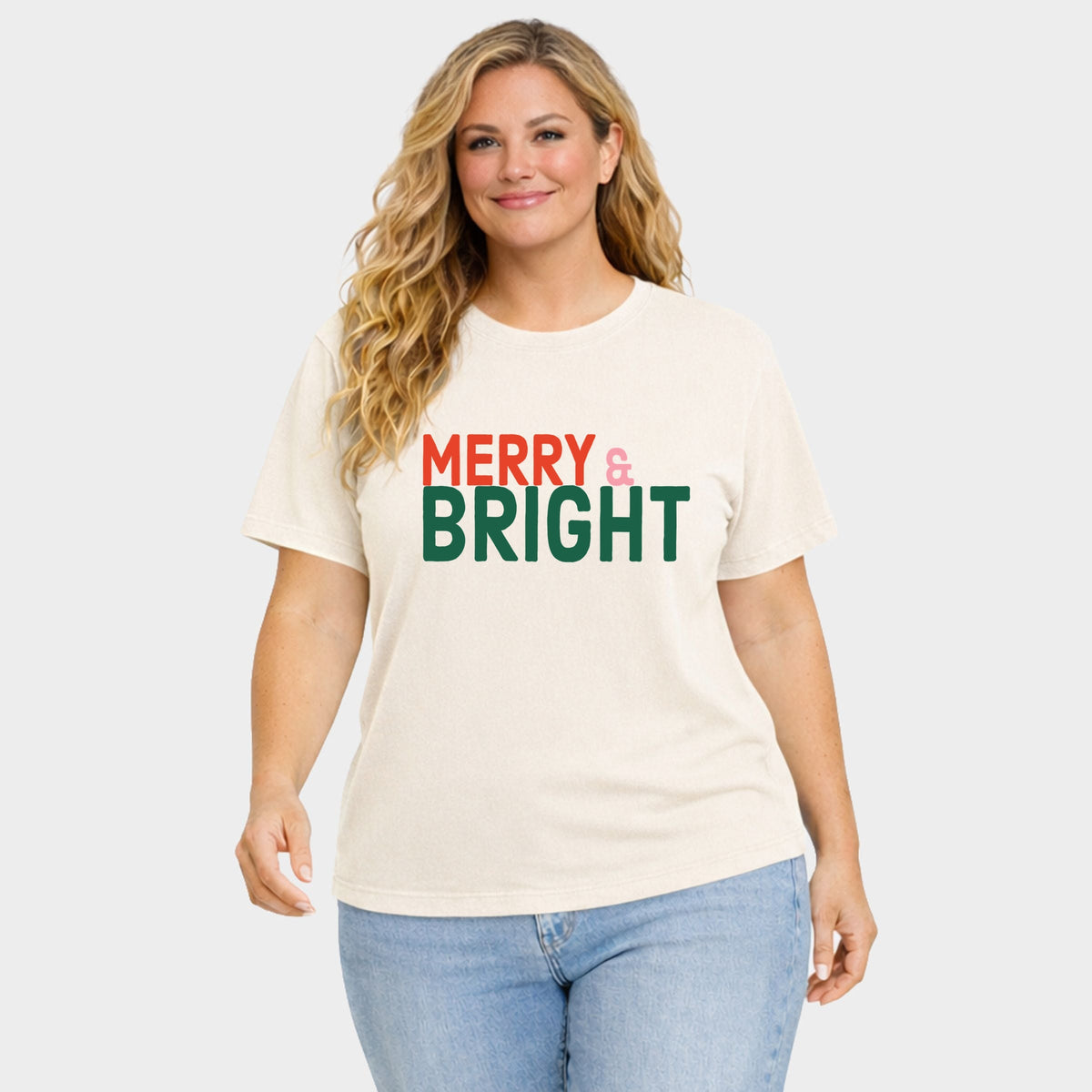 Merry & Bright Bold - Women's Plus Garment Dyed Tee