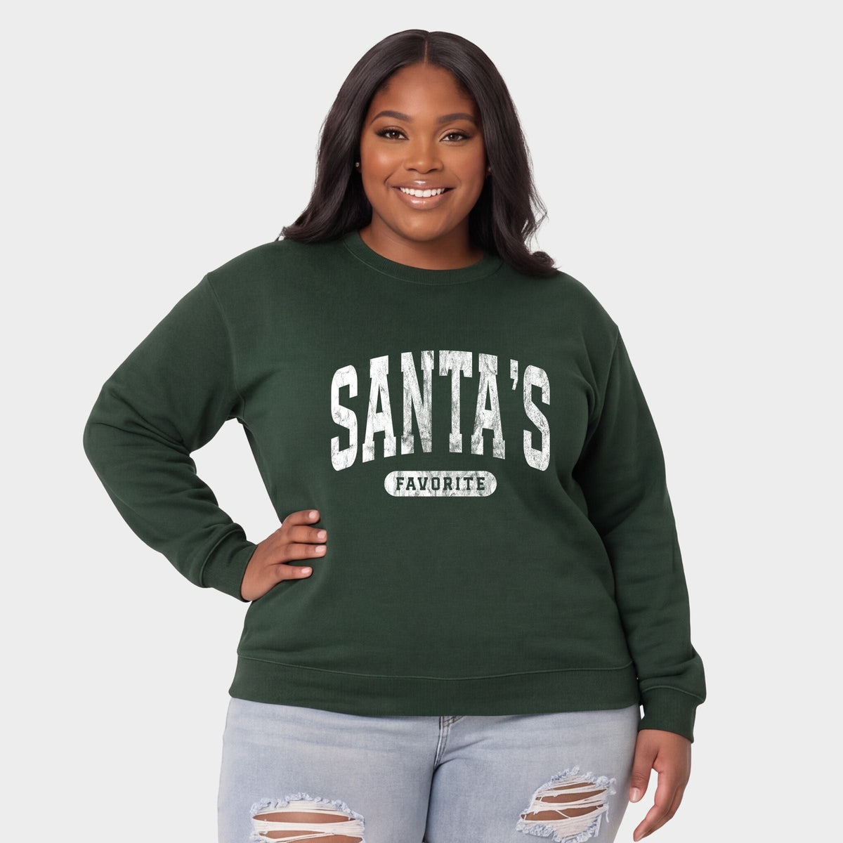 Santa's Favorite Arched Bold - Women's Plus Sweatshirt