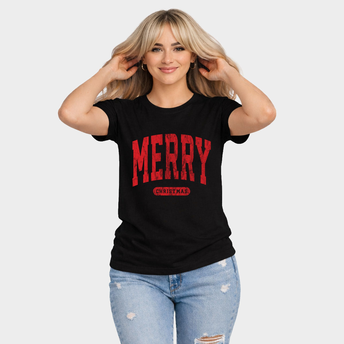 Merry Christmas Arched Bold - Women's Short Sleeve Graphic T-Shirt