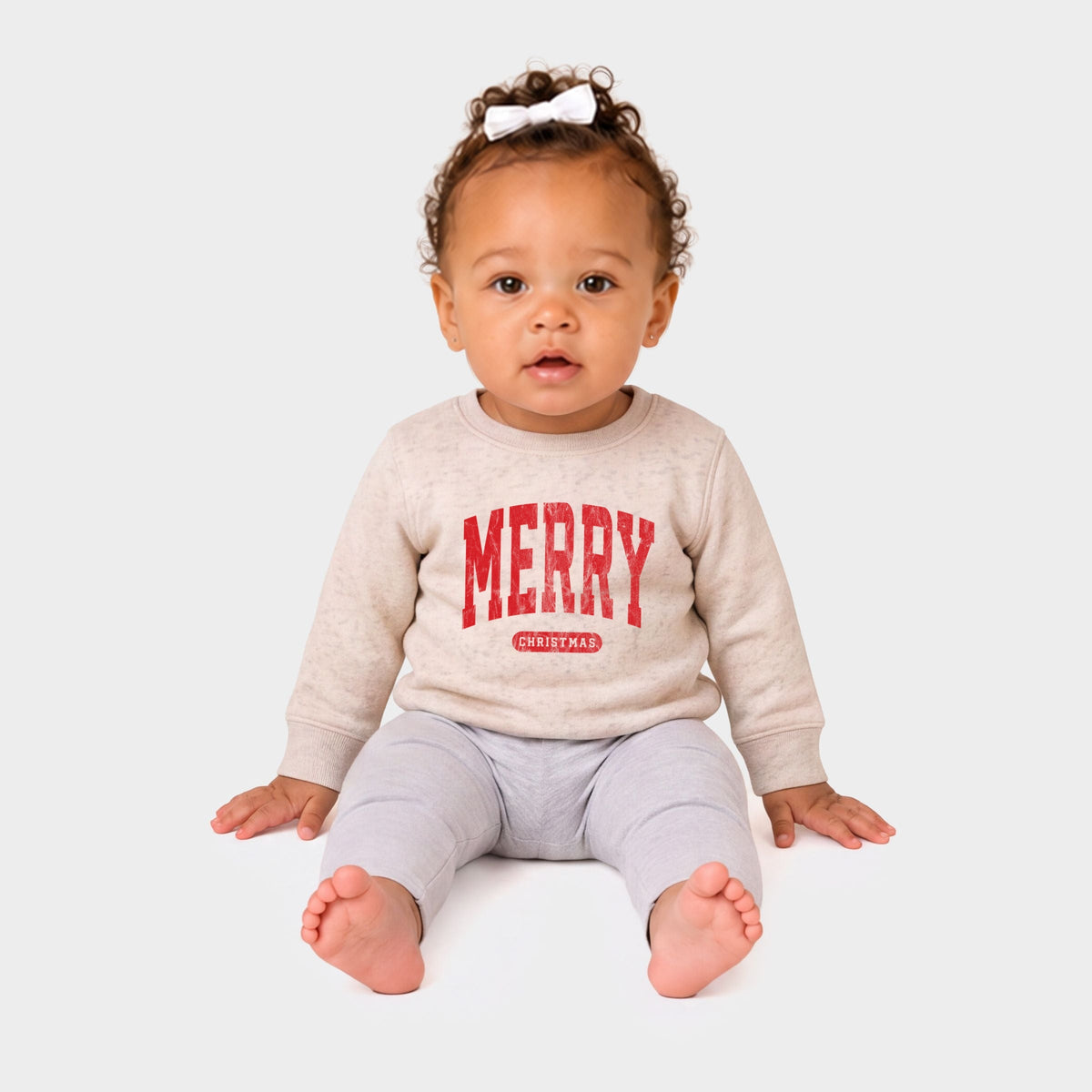 Merry Christmas Arched Bold - Infant Crew Fleece Sweatshirt