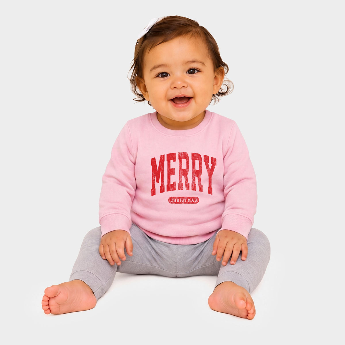 Merry Christmas Arched Bold - Infant Crew Fleece Sweatshirt